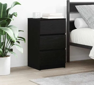 Zdjęcie produktu dla vidaXL Szafki nocne z 3 szufladami 2 szt. czarne 39x35x65 cm