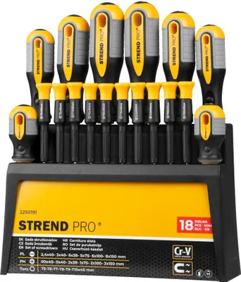 Obrázek produktu pro Sada šroubováků Strend Pro SDX72-118, 18 kusů, Torx + plochý + křížový