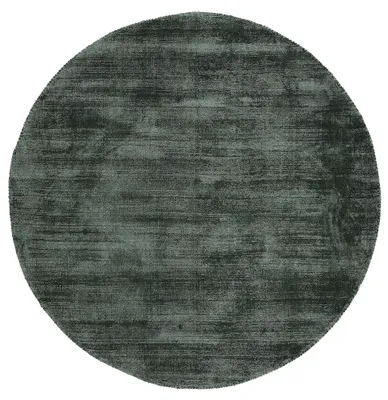 Produktbild von Viskoseteppich Ava Dunkelgrün Rund Ø 80 cm | Moderner Teppich für Wohnzimmer und Küche