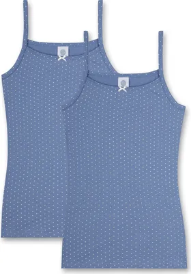 Produktbild von Sanetta 2er Pack Mädchen Unterhemd Blau Gepunktet