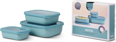 Produktbild von Set Multischüssel Cirqula rechteckig flach 3-teilig (500+1000+2000 ml) - Nordic green