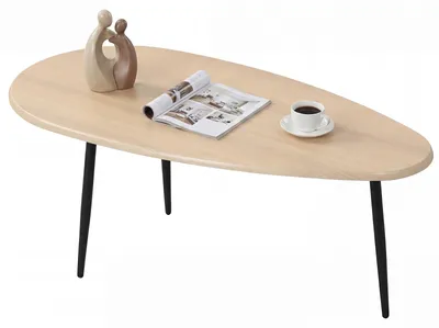 Obrázok produktu pre Konferenčný stolík COSTWAY, stredoveký stolík do obývačky so stabilnou kovovou konštrukciou a dizajnom, retro stolík k pohovke, odkladací stolík, stolík na kávu, prírodný