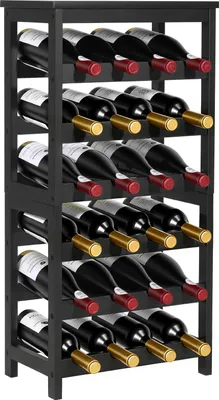 Produktbild von VEVOR Weinregal für 24 Flaschen, 6-stöckig, freistehendes Flaschenregal mit 36 kg Gesamtbelastbarkeit, Weinflaschenständer für Küche Keller Bar Esszimmer Wohnzimmer, Weinflaschenhalter Schwarz