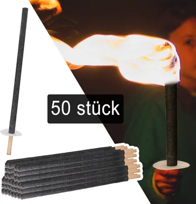 Produktbild von EINFEBEN 50x Fackeln Brennzeit 100 min. Wachsfackeln inkl. 50 x Handschutz, mit Extra Langem Griff, fš¹r Nachtwanderung und Veranstaltungen£¬ideal im Garten oder zu Ostern/Silvester.