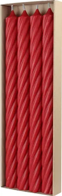 Produktbild von Stabkerzen aus Paraffin, RUSTIC TWIST, 350/28 mm, Rubin, WENZEL, Brenndauer ca. 20h, 4 Stück pro Verpackung