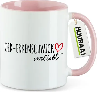 Produktbild von Huuraa Kaffeetasse Oer-Erkenschwick verliebt 330ml Rosa Keramik Kaffeebecher Geschenkidee