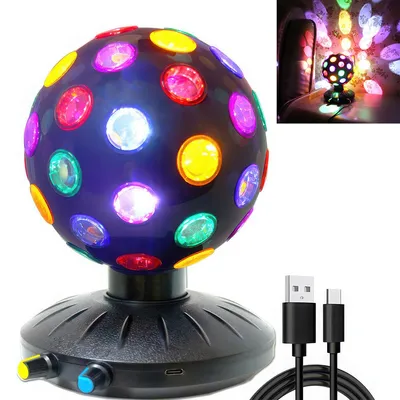 Produktbild von 360° drehbares Discolicht, 5 W RGB-Partylicht, 3 Helligkeitsstufen, inkl. Fernbedienung, ideal für Geburtstage, Partys und Zuhause(6 Zoll)