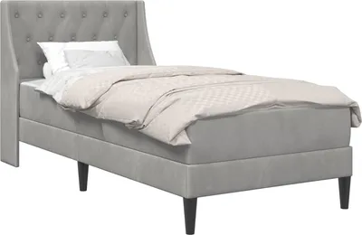 Image de vidaXL Sommier avec matelas Gris clair 80 x 200 cm Velours