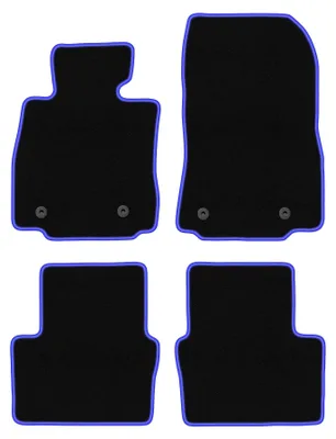 Produktbild von Fußmatten Automatten Velours Schwarz/Blau für Mazda 2 III 2015- Set 4-tlg