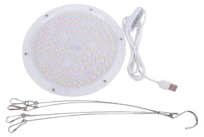 Zdjęcie produktu dla Lampa do uprawy roślin, biała, 120 diod LED, 8W, pełne spektrum światła, wisząca lampa do uprawy roślin z timerem (2H, 4H, 8H) i 4 poziomami regulacji jasności, idealna do uprawy roślin bonsai w pomieszczeniach
