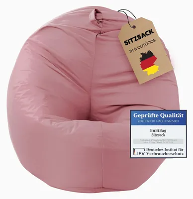 Produktbild von BuBiBag Sitzsack Kinder mit Füllung – 2in1 Sitzsack & Sitzkissen, Bean Bag Indoor Outdoor wasserfest | Puderflieder 85 cm