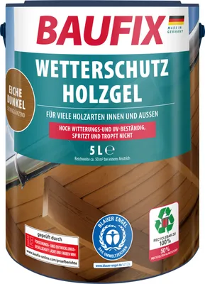 Produktbild von BAUFIX Wetterschutz-Holzgel eiche dunkel seidenglänzend, 5 Liter, Holzlasur