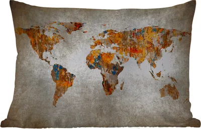 Produktbild von MuchoWow® Outdoor Kissen - Weltkarte - Vintage - Abstrakt - Kinder - Jungen - Mädchen - 60x40 cm - Wetterfest - Lounge Kissen - Zierkissen - Kissen für Innenräume