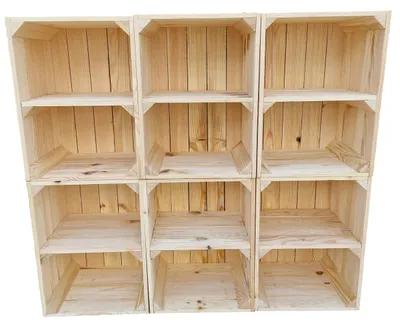 Produktbild von 6er Holzkisten mit Regal - 40x30x24 cm - Dekorative Aufbewahrungsboxen aus Holz