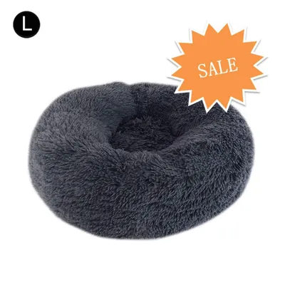 Produktbild von Hundebett Tierbtt Katzenbett Hundesofa Katzensofa Kissen Flauschig, Weich u. Waschbar für Katzen Hunde, Dunkelgrau,Durchmesser 60cm