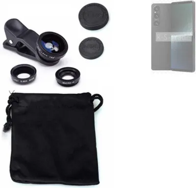 Produktbild von K-S-Trade Smartphone Kamera Linsen Set Kompatibel mit Sony Xperia 1 V 3in1 Clip-On Kamera Adapter Macro Weitwinkel FishEye Fischauge Objektiv Linse