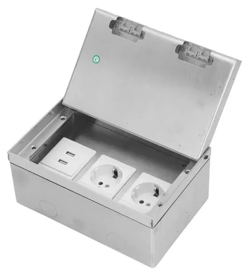 Obrázok produktu pre Elektrická podlahová zásuvka s USB - Vodotesná a bezpečná - Nerezová oceľ