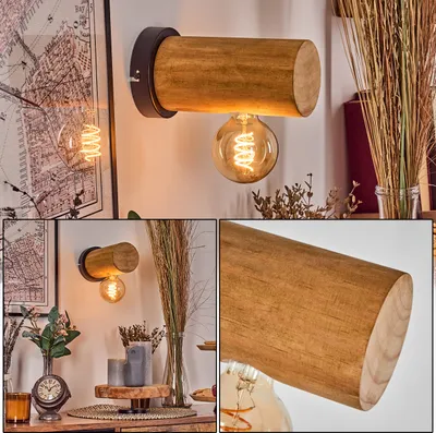 Produktbild von Bibbiena Wandlampe aus Metall/Holz in Schwarz/Braun