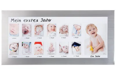 Produktbild von Gilde Fotorahmen, rechteckig, "Mein erstes Jahr", Schriftzug, Aluminium, silberfarben, VE 2, L. 1 cm, B. 61 cm, H. 30.5 cm 65543 4063387655436