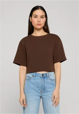 Immagine prodotto di Maglietta Urban Classics da donna, modello corto in spugna leggera, marrone, taglia M