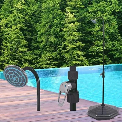 Produktbild von Solardusche 20 Liter, Aluminium HDPE Outdoor Dusche mit Standsockel, Duschkopf inklusive, für Garten Pool Camping