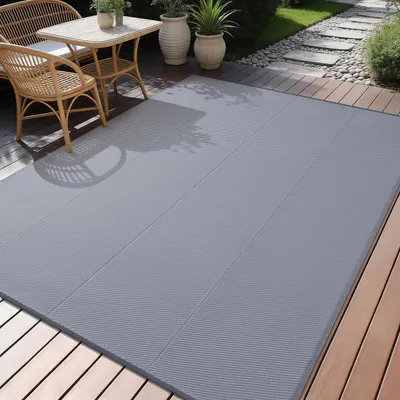 Immagine prodotto di Tappeto da esterno antiscivolo e resistente alle intemperie, colore grigio, dimensioni 180 x 270 cm