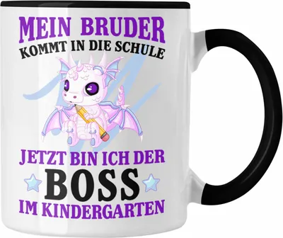 Produktbild von Trendation - Einschulung Geschenk für Schultüte Füllung Tasse Schulstart 1. Schultag Schuleinführung Schulanfang Geschenkidee Schulkind Jungs Bruder (Schwarz)