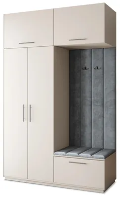 Produktbild von Masseno Garderobe-Set REMA 150/240/60 cm Modern Garderobenschrank Kaschmir, Veloursstoff MONOLITH 85 (Grau)