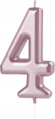 Produktbild von PartyPal Kerze Zahl 4 Roségold Tortendekoration 7,5 cm