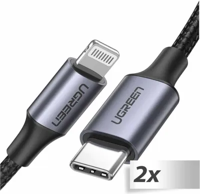 Produktbild von Ugreen 60761, Schwarz, USB C, Lightning, 2 m, Männlich, Männlich