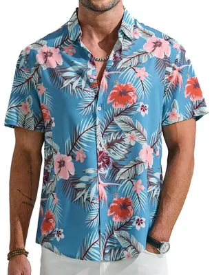 Produktbild von Herren Hawaii Hemd mit Kurzarm und Blumenmuster
