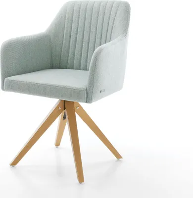 Produktbild von DELIFE Drehstuhl Greg-Flex Stripes Mint Holzgestell kantig 180° drehbar