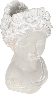 Produktbild von Antike Frauenbüste Steinguss Übertopf Grau Vase 15×14×25cm