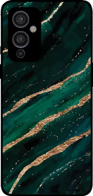 Produktbild von Smartphonica Handyhülle passend für OnePlus 9 mit Marmor  aufdruck - TPU Rückseite Fall Marmor Design - Grün Gold