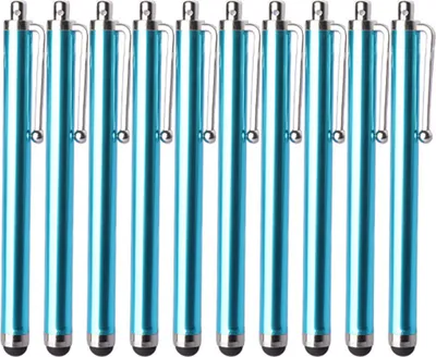 Produktbild von 10pcs bequemer Touchscreen-Stift Wide Application Aluminium universeller rundköpfiger kapazitiver Stift für iPad-Hellblau