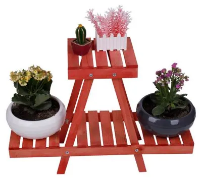 Image de Jardinière Pot de fleurs en bois rouge L 70 cm