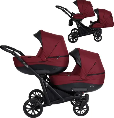 Immagine prodotto di Kunert 2in1 BOOSTER CLARET - passeggino con telaio nero per gemelli