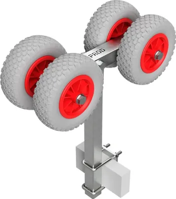 Zdjęcie produktu dla 4-krotny Rolki uruchomienie wózka przyczepa do łodzi oponypoliuretan SUPROD RKSPUR-4-PU, Ø 200 mm, szary/czerwony