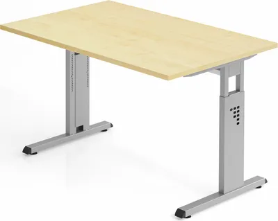 Produktbild von Sitz-Steh-Schreibtisch Juhani | Ahorn | Breite 120cm | Höhe 65-85cm | stufenlos höhenverstellbar | Rechteckform