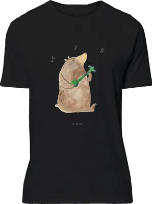 Produktbild von Mr. & Mrs. Panda Tshirt Bär Gitarre - Schwarz - Geschenk, S T-Shirt, Teddy, mit Spruch, Jersey-Shirt, oberteil