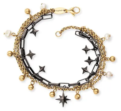 Produktbild von Engelsrufer Damen Armband Boho aus schwarzem und vergoldetem Sterling Silber mit