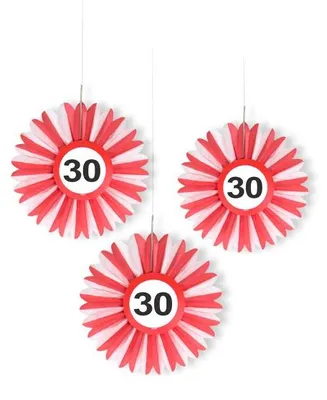 Produktbild von 3 Verkehrsschild 30 Papierrosetten 25cm