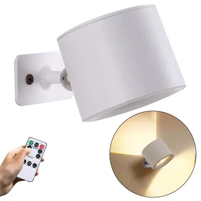 Produktbild von Kabellose Magnetische Wandleuchte mit Fernbedienung,Wiederaufladbare LED Leseleuchte, Beidseitiges Licht, 360° Drehbar, 3 Farbtemperaturen, Weiß