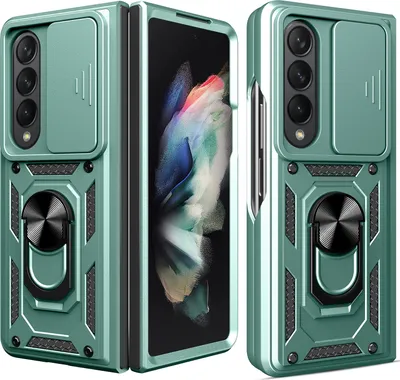 Image de Samsung Galaxy Z Fold4 Case with Ring, Stand, Camera Protection, TPU Bumper, Silicone Case for Samsung Galaxy Z Fold 4 5G Green