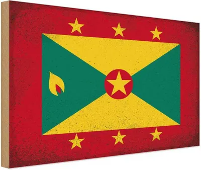 Produktbild von vianmo Holzschild 30x40 cm Grenada Flagge Fahne Wappen