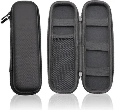 Image de Petit étui noir à fermeture éclair avec compartiment de rangement, idéal pour le bureau ou l'école, adapté à l'Apple Pencil, compatible avec les câbles USB.