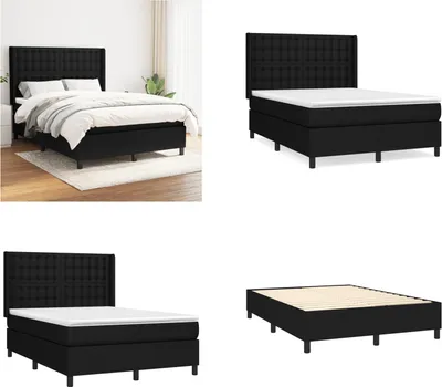 Produktbild von vidaXL Boxspringbett mit Matratze Schwarz 140x200 cm Stoff - Boxspringbett - Boxspringbetten - Bett - Schlafzimmermöbel