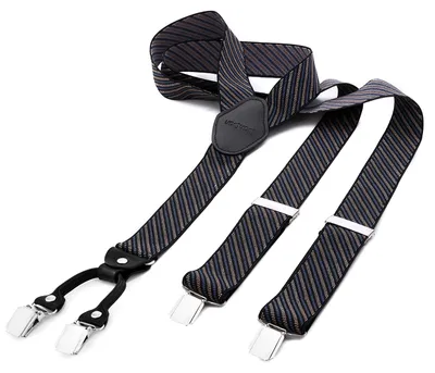 Produktbild von DonDon® Herren Hosenträger breit 3,5 cm - 4 Clips mit Leder in Y-Form - elastisch und längenverstellbar schwarz-blau
