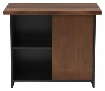 Zdjęcie produktu dla Elegancka półka na patery, nowoczesny design, czarna, z brązową drewnianą ramą, stylowa