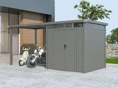 Produktbild von Metall Gerätehaus Modell Style 4,45 m² Spar-Set 1 Alu Grau